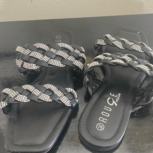 Black & Rhinestone Sandals - Picture 2 of 3